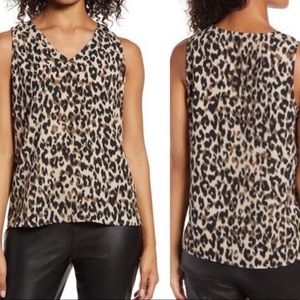Halogen v-neck shell , animal print
